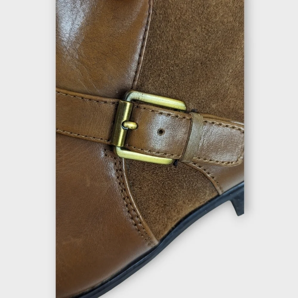 Women’s Brown Leather Buckle Ankle Boot